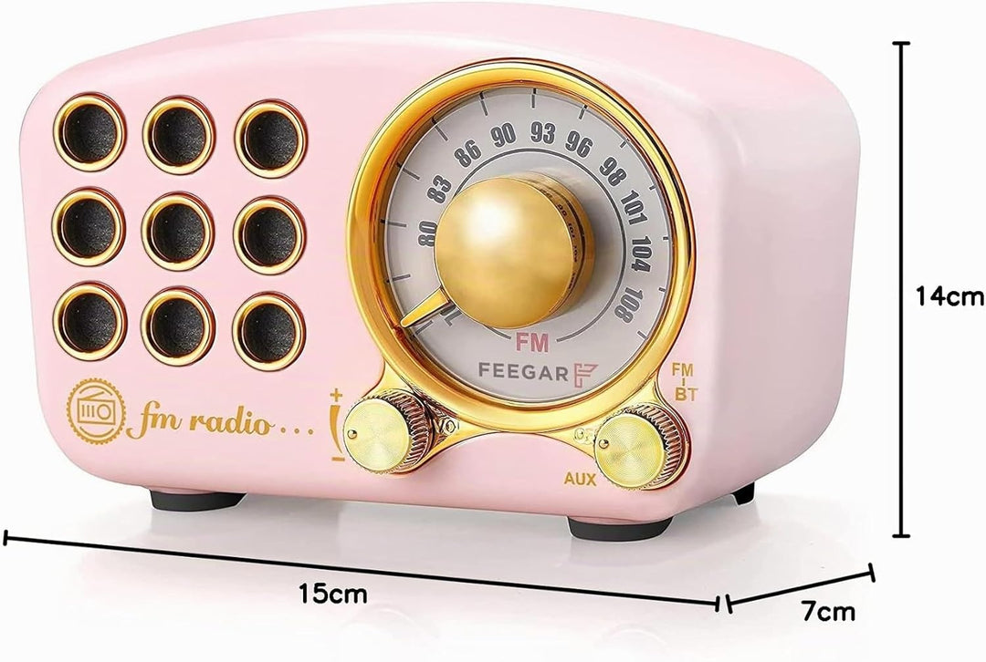 Radio Feegar Retro Bluetooth Lautsprecher,Vintage FM Radio mit altmodischem klassischem Stil,Starke