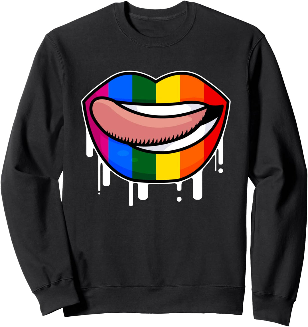 Regenbogen-Flagge Mund Lippen LGBT Sweatshirt