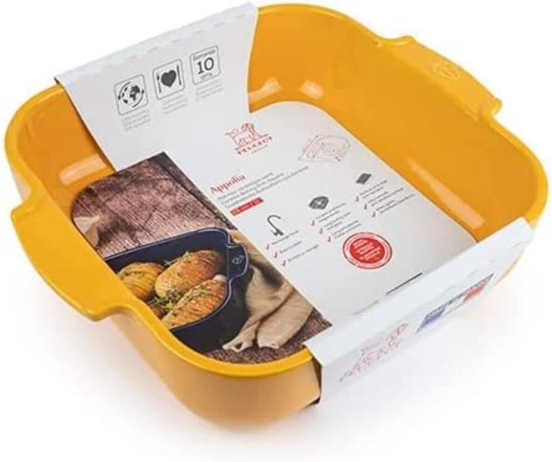 PEUGEOT - Quadratische Auflaufform aus Keramik - 28 cm (inkl. Griffe) x 23,7 cm x 7,2 cm - Fassungsv