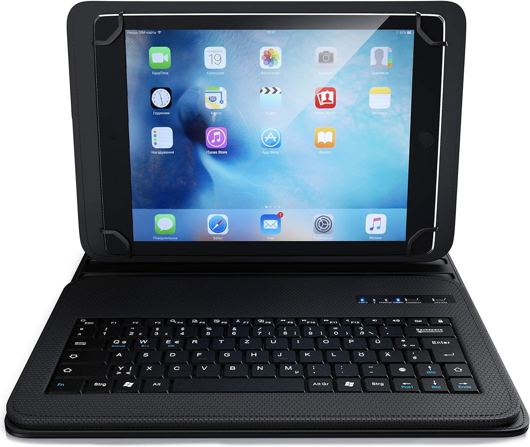 CSL - Bluetooth Tastatur mit Schutzhülle für 9-12 Zoll Tablets - magnetische Befestigung - Lightweig