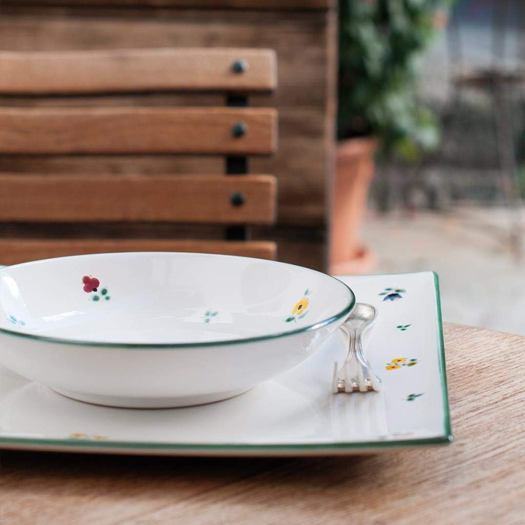 GMUNDNER KERAMIK Platzteller eckig Grösse: l= 31 cm x b= 31 cm x h= 2.8 cm Streublume Geschirr, hand