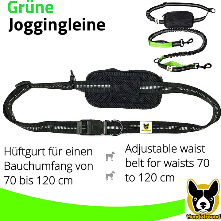 Jogging-Leine - Elastische und reflektierende 120 cm Hundeleine (bis 200 cm dehnbar) mit verstellbar