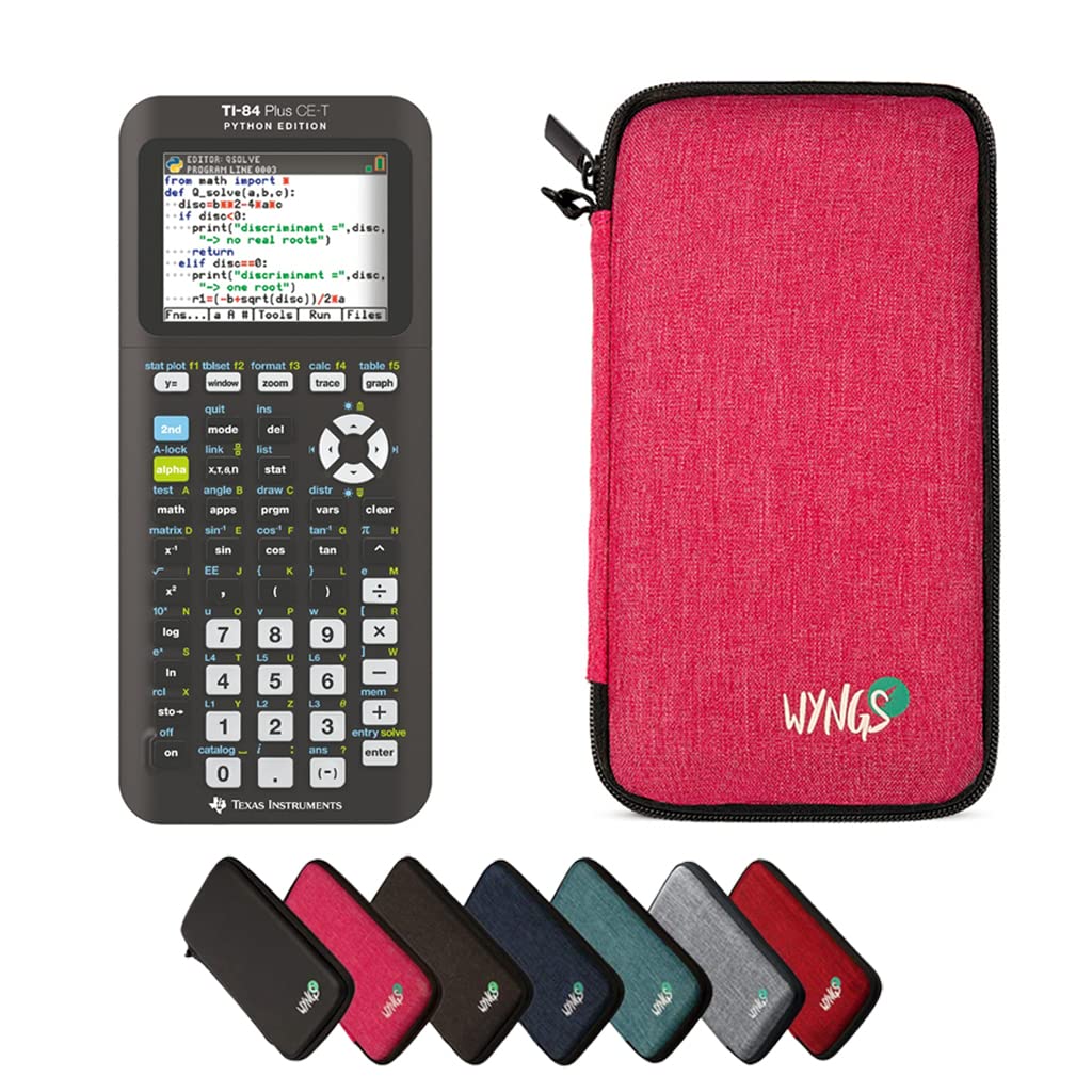 CALCUSO Sparpaket: TI 84 Plus CE-T Python Edition Grafikrechner + WYNGS Schutztasche pink + Erweiter