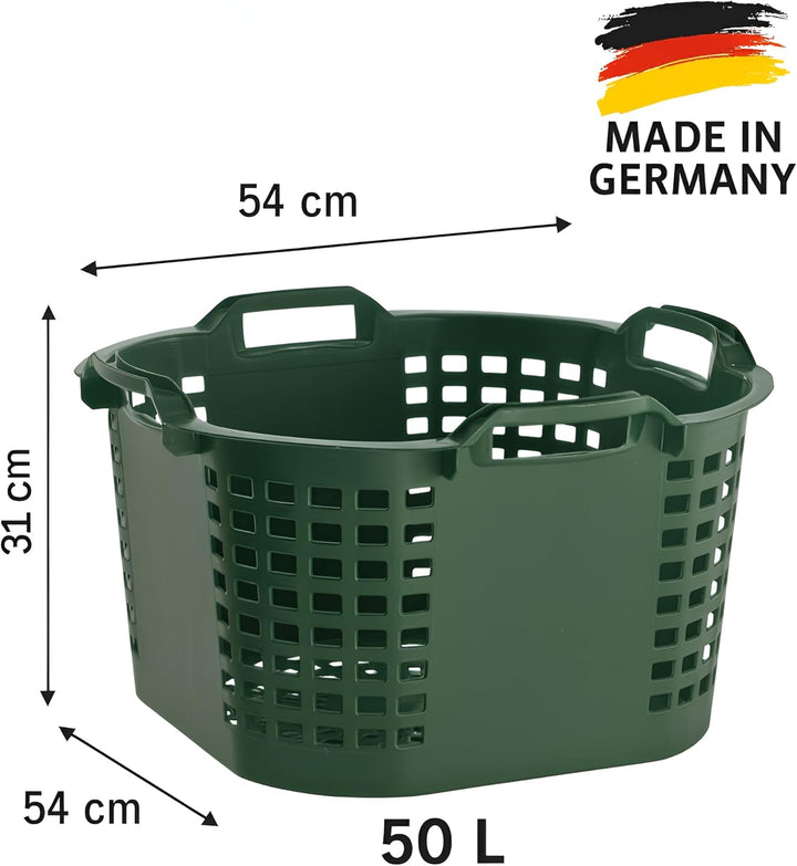 BURI 2x Erntekorb Gartenkorb lebensmittelecht - 50L Kartoffelkorb Obstkorb Laubkorb grün, drehstapel
