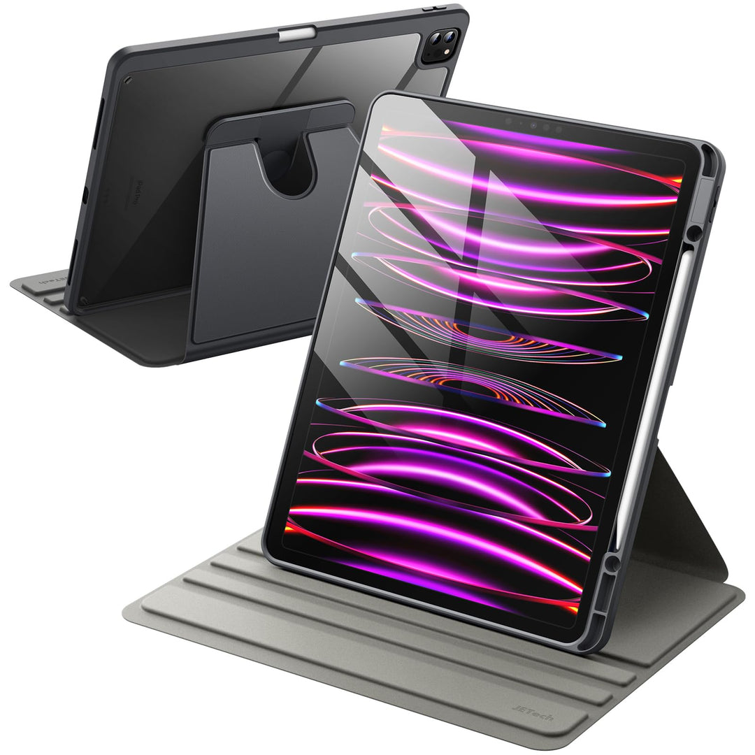 JETech Rotierende Hülle für iPad Pro 12,9 Zoll (2022/2021/2020/2018) mit Stifthalter, 360 Grad Drehb