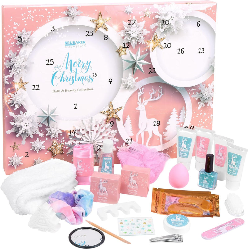 BRUBAKER Cosmetics Beauty Adventskalender 2024 - der XXL Wellness Weihnachtskalender für Frauen und