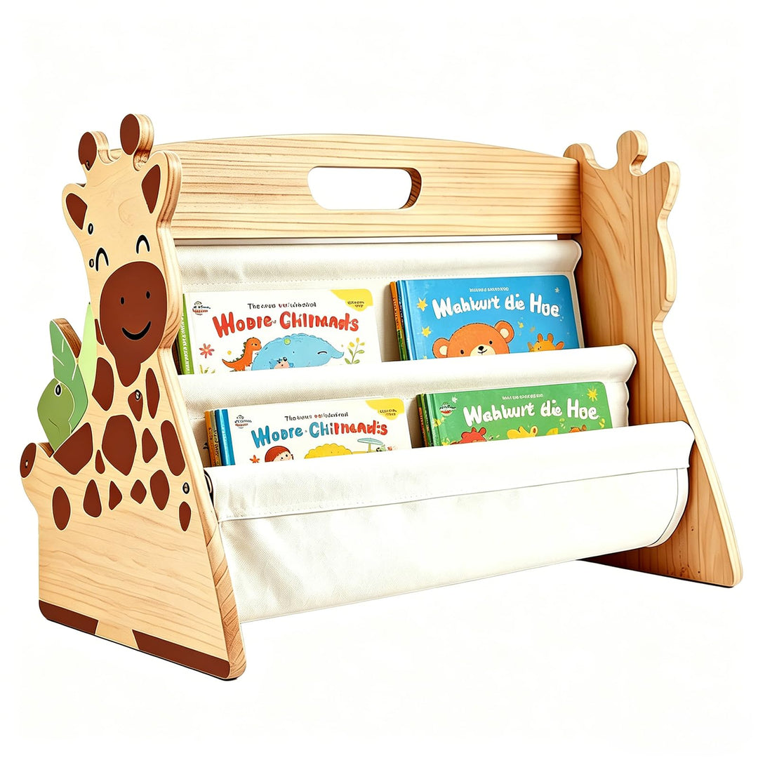 Beidseitiges Montessori Bücherregal Kinder Holz - Drehbares Kinder Bücherregal Klein - Schmal Kinder