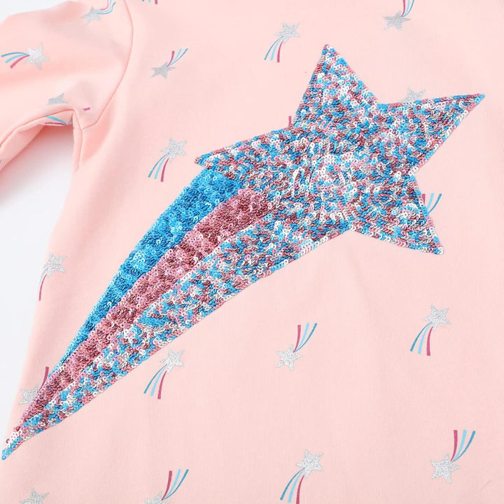 JinBei Mädchen Kapuzenkleid Langarm Kapuzenpullover Baumwolle Pullover Hoodie Sweatshirt Kleid Freiz