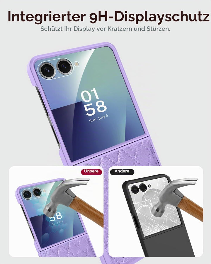 Miimall Kompatibel mit Samsung Galaxy Z Flip 7 Hülle mit Scharnierschutz &amp; Displayschutz, [Elegant L