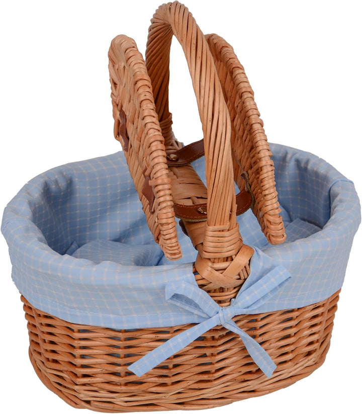 Picknickkorb Kinder Oval mit Ausstattung für 2 Personen Blau Oval Blau, Oval Blau