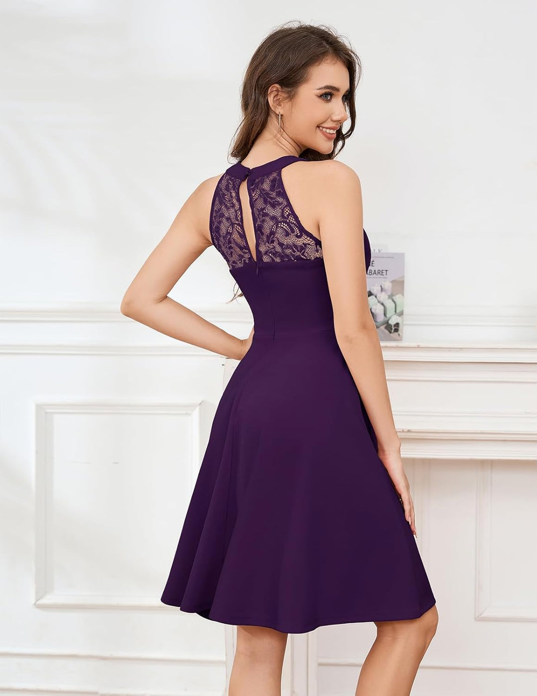 Bbonlinedress Abendkleider elegant für Hochzeit gast festliches Kleid Damen Neckholder Konfirmations
