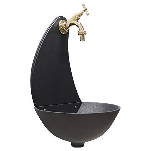 Wandbrunnen Modell Luna Farbe Gusseisen mit Wasserhahn Modell 303L aus poliertem Messing für Haus un
