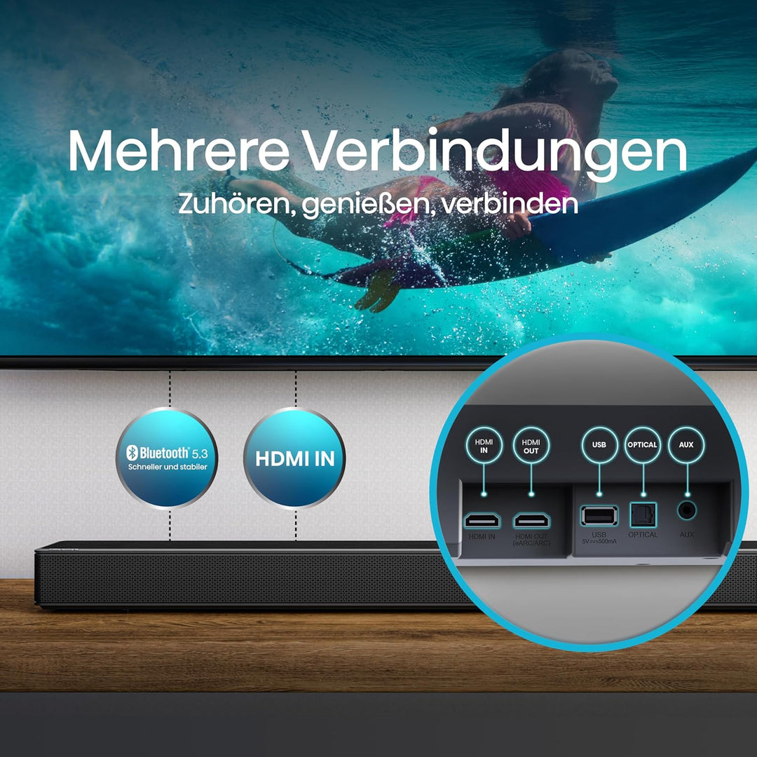 Hisense AX5125H 5.1.2 Soundbar mit kabellosem Subwoofer und Rücklautsprechern, 500W, Dolby Digital P