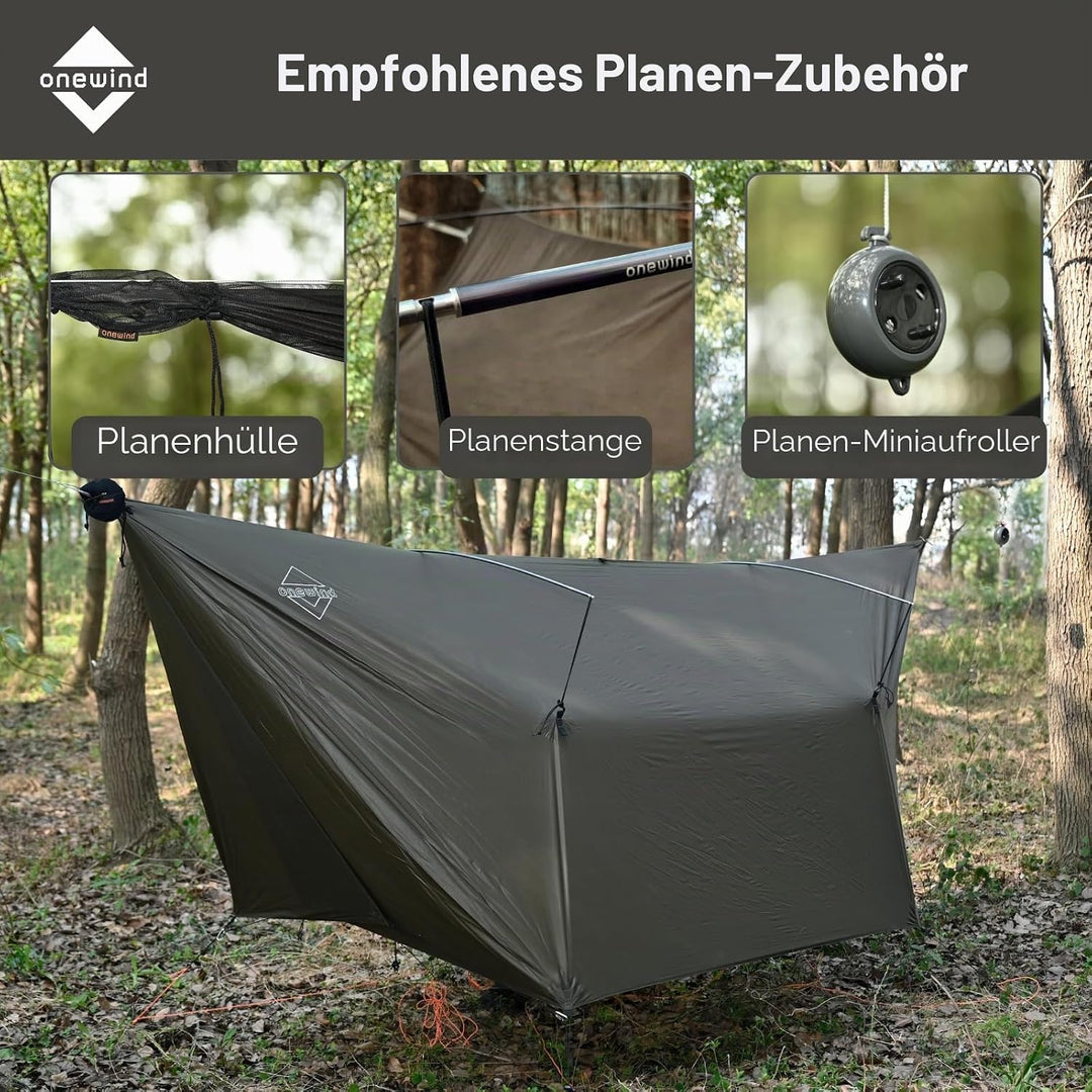 onewind Hängemattenplane, vielseitig, Camping, Regenfliege, Ultraleicht, grosse Abdeckung, Unterstan