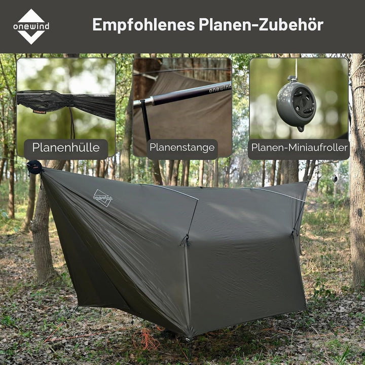 onewind Hängemattenplane, vielseitig, Camping, Regenfliege, Ultraleicht, grosse Abdeckung, Unterstan