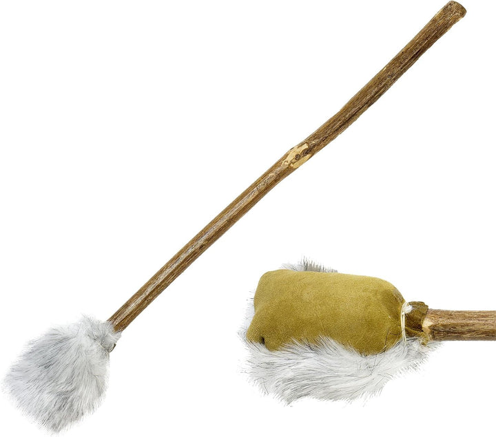 Stick Shamandrum aus Kaffeebaumholz mit Leder und Fell überzogen - XL Version
