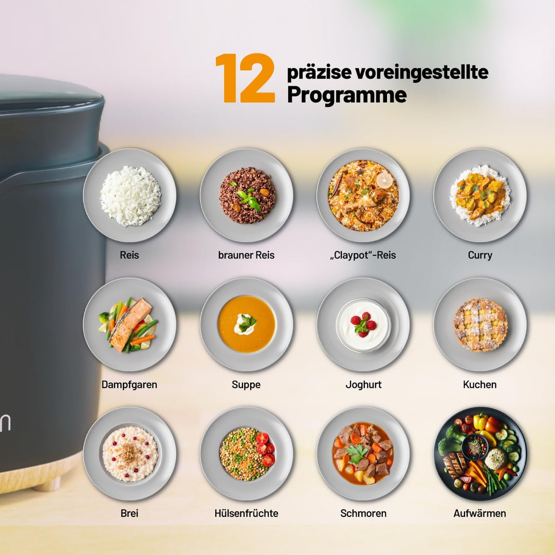 Lauben Multifunction Rice Cooker 2000BW, Multifunktionaler Reiskocher - Leistung 400 W, Volumen 2 l,