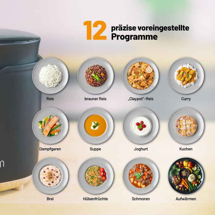 Lauben Multifunction Rice Cooker 2000BW, Multifunktionaler Reiskocher - Leistung 400 W, Volumen 2 l,