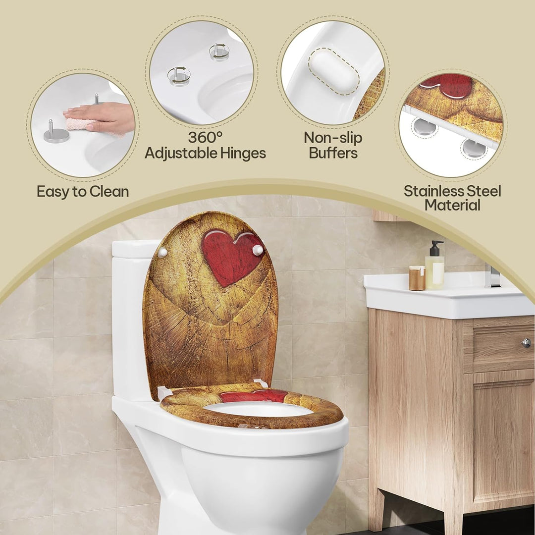 eSituro Toilettendeckel, WC Sitz mit Absenkautomatik, Klodeckel mit Schnellverschluss, 360° verstell