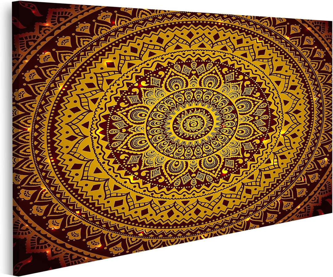 islandburner Bild auf Leinwand Orientalisches Ornament Gold Bilder Wandbilder Poster Leinwand 100x57
