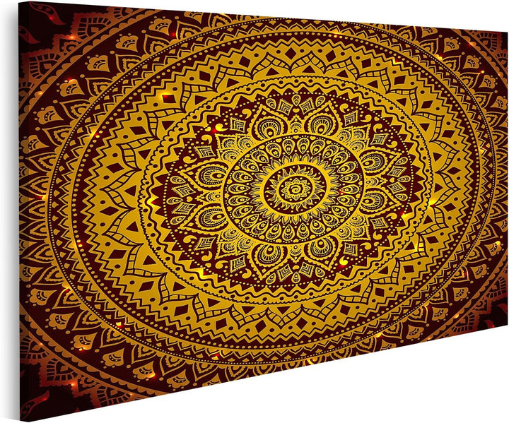 islandburner Bild auf Leinwand Orientalisches Ornament Gold Bilder Wandbilder Poster Leinwand 100x57