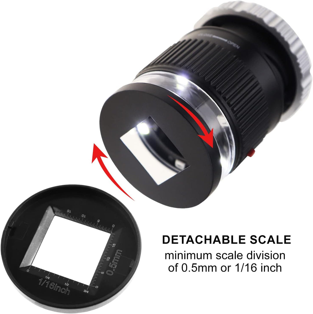 Tragbar 10x Vergrösserung Lupe mit 30mm Objektiv, LED- und UV-Licht für Präzise Messung von Klein Ob