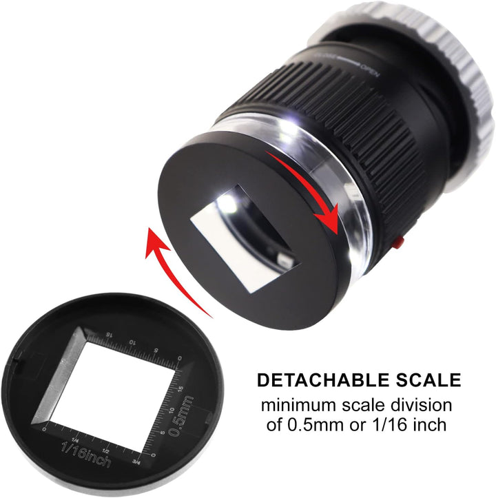 Tragbar 10x Vergrösserung Lupe mit 30mm Objektiv, LED- und UV-Licht für Präzise Messung von Klein Ob
