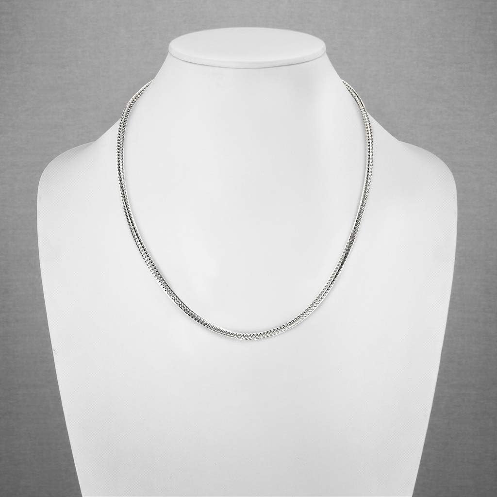 Bungsa Halskette Edelstahl quadratische Weizenkette silber für Damen und Herren 2,5mm breit (Edelsta