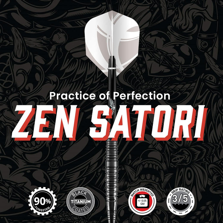 Shot! Darts Zen Satori 90% Tungsten Pro Wurfpfeile Stahlspitzen-Set, Professional - Hergestellt in N