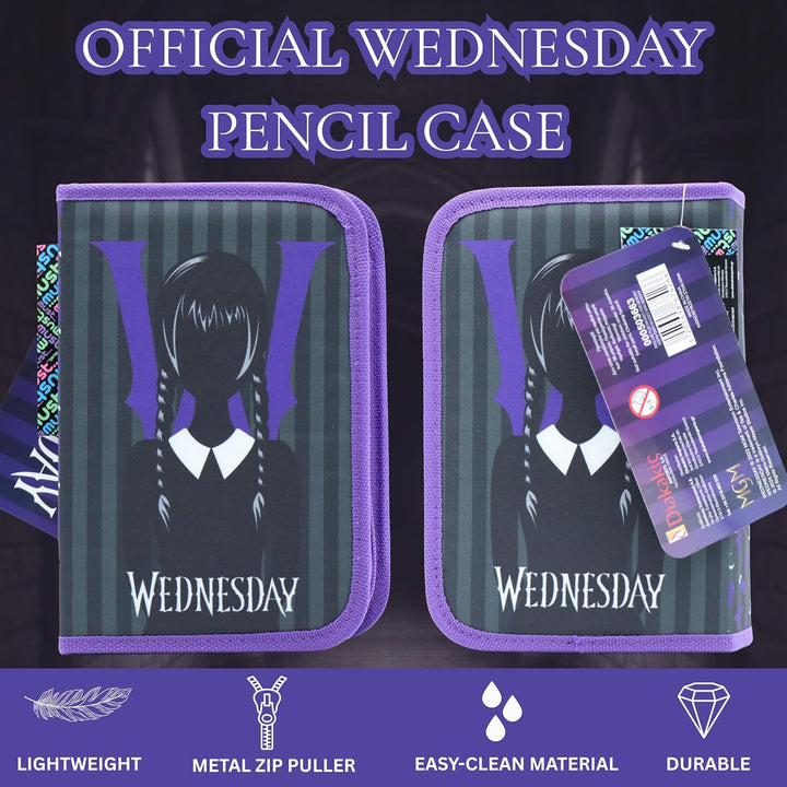 Diakakis Wednesday Federmäppchen, gefüllt mit Schreibwaren für Kinder | Schulbedarf mit Buntstiften