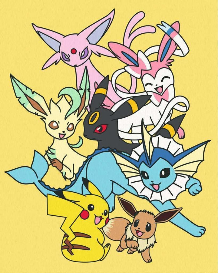 Ravensburger CreArt 25897 - Eevee Evolutions - Malen nach Zahlen Erwachsene, DIY Malset mit Pinsel u