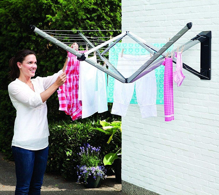Brabantia - WallFix Wandwäschetrockner - Wäscheständer - UV-beständige Wäscheleine - 24 Meter Wäsche