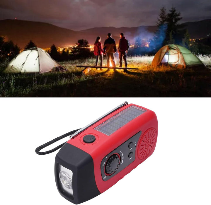 Handcrank Emergency Radio, Tragbares Solarradio mit LED Taschenlampen- und Telefonladegerät, FM Weat