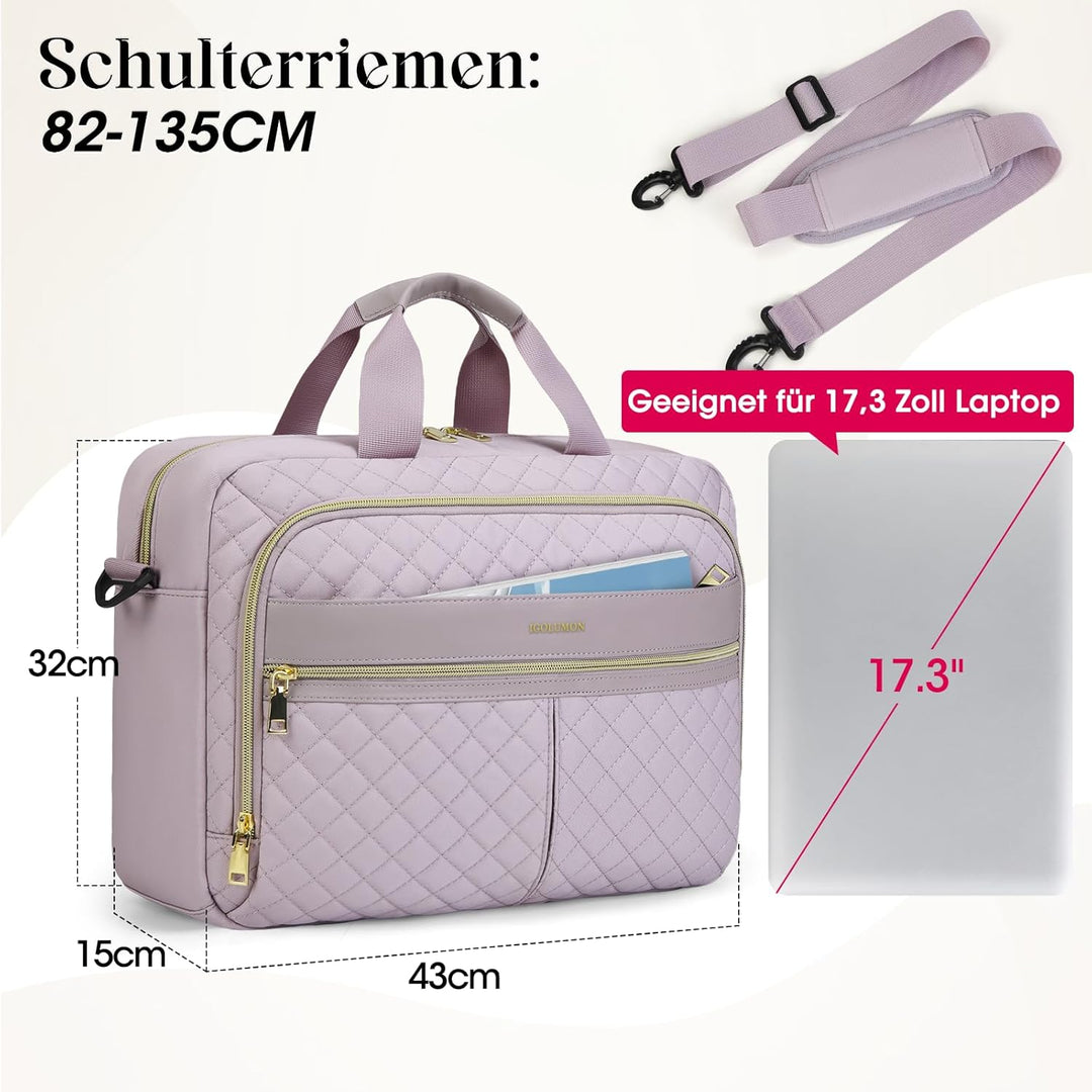 IGOLUMON Laptoptasche Damen 17,3 Zoll Aktentasche Wasserdichte Laptop Notebook Tasche Arbeitstasche