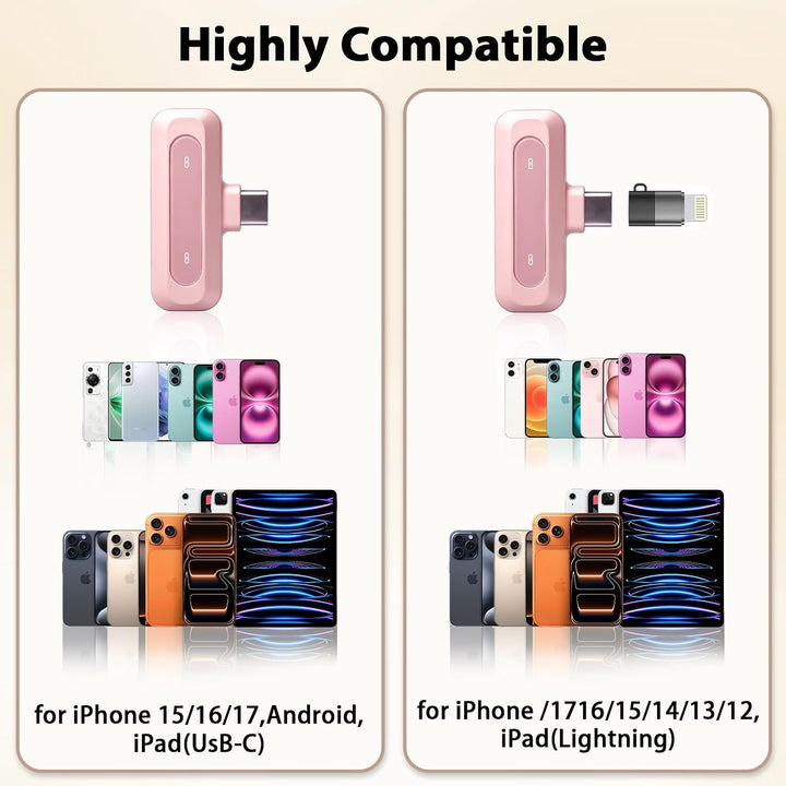 Rosa USB-C Mikrofon kabellos für iPhone 15/16/17, iPad, Android – Ansteckmikrofon mit Rauschunterdrü
