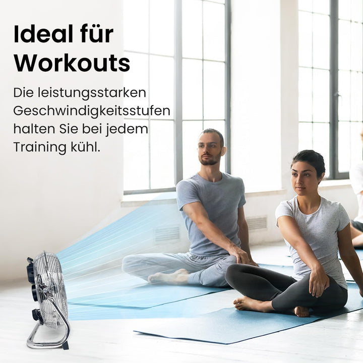 Pro Breeze 30,5 cm Bodenventilator aus Chrom - 50W Ventilator klein mit 3 Geschwindigkeitsstufen, 11