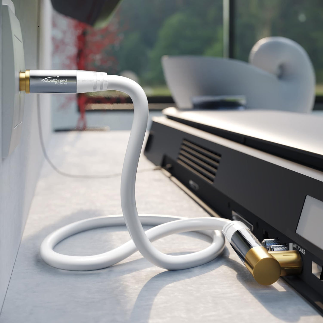 KabelDirekt – 4K Antennenkabel, Koaxialkabel, TV Kabel 90° gewinkelt/gerade – 10m – In Deutschland e