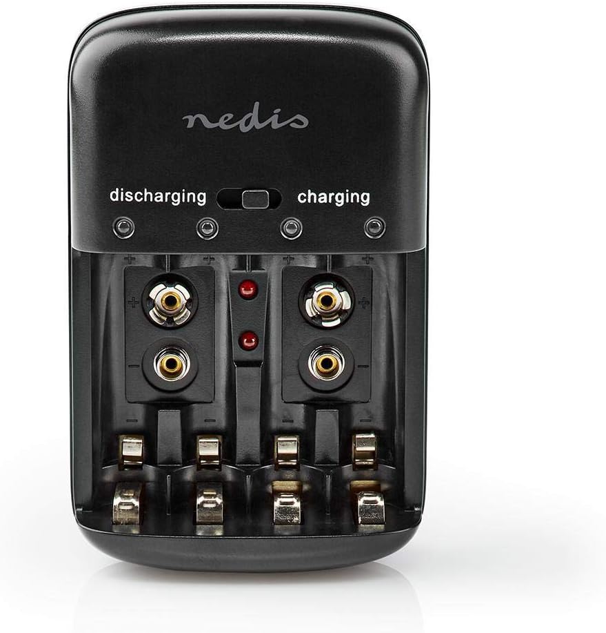 Pilas-Cargador NiMH AA/AAA | 1,2 VDC / 9 VDC | 200,00 mA A | Carga Gradual | Euro/Typ C (CEE 7/16) |