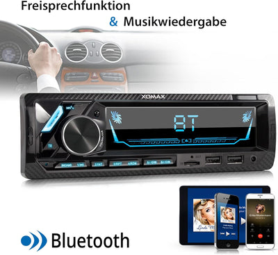 XOMAX XM-RD283 Autoradio mit integriertem DAB+ Tuner, FM RDS, Bluetooth Freisprecheinrichtung, USB,