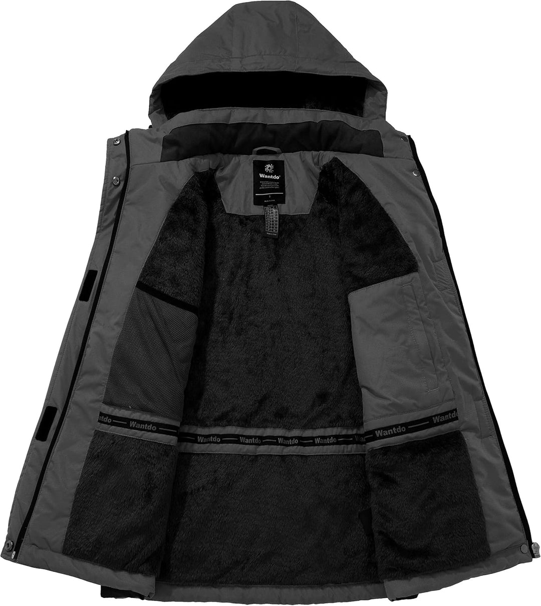 Wantdo Damen Winter Skijacke Warm Fleece Mantel Berg Snowboardjacke Outdoor Kapuzen Windbreaker Jack