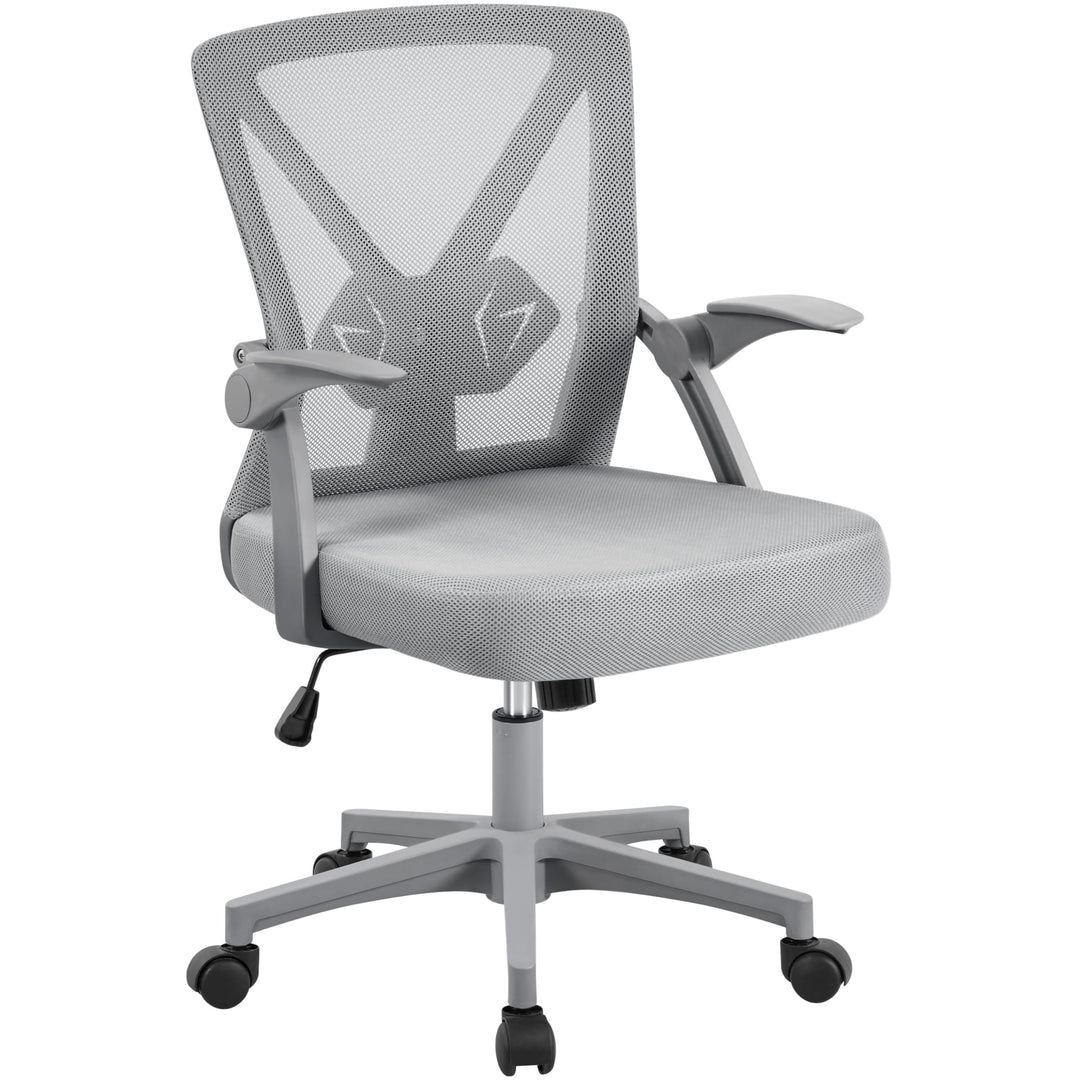 Yaheetech Bürostuhl ergonomisch, Schreibtischstuhl aus Mesh mit Hochklappbaren Armlehnen, Drehstuhl