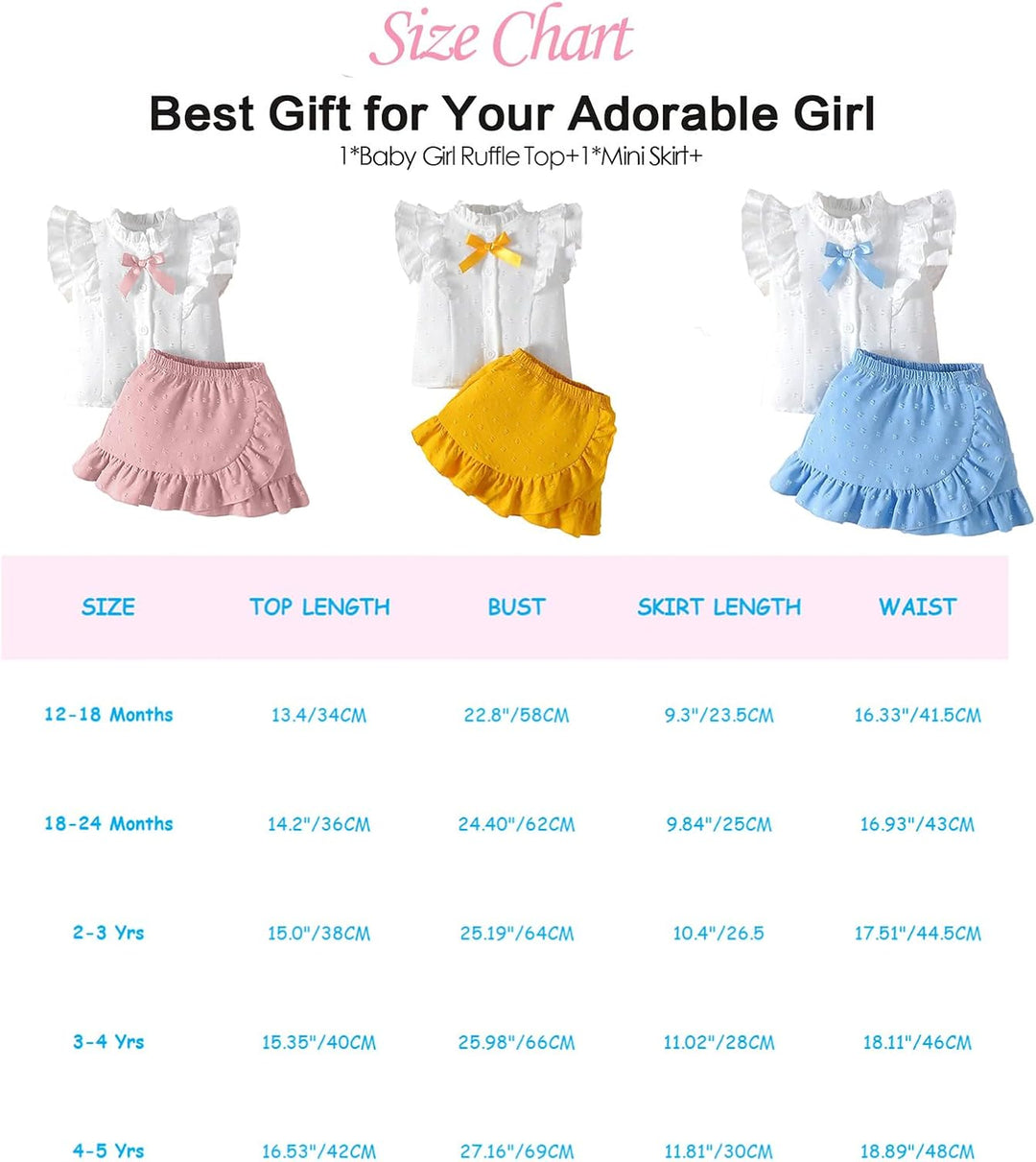 Baby Mädchen Rock Set Rüschen Ärmellose Bluse mit Schleife &amp; Eleganter Schweizer Punkten Rock 2Pcs S