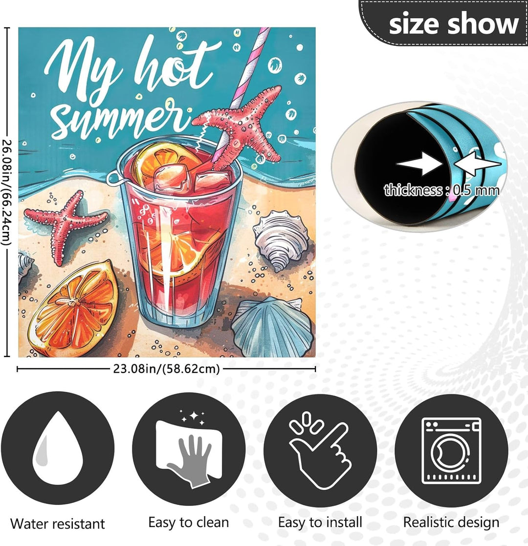 Magnetische Abdeckungen für Geschirrspüler, Sommer, Strand, Cocktail, mit Seestern, magnetisch, 58,4