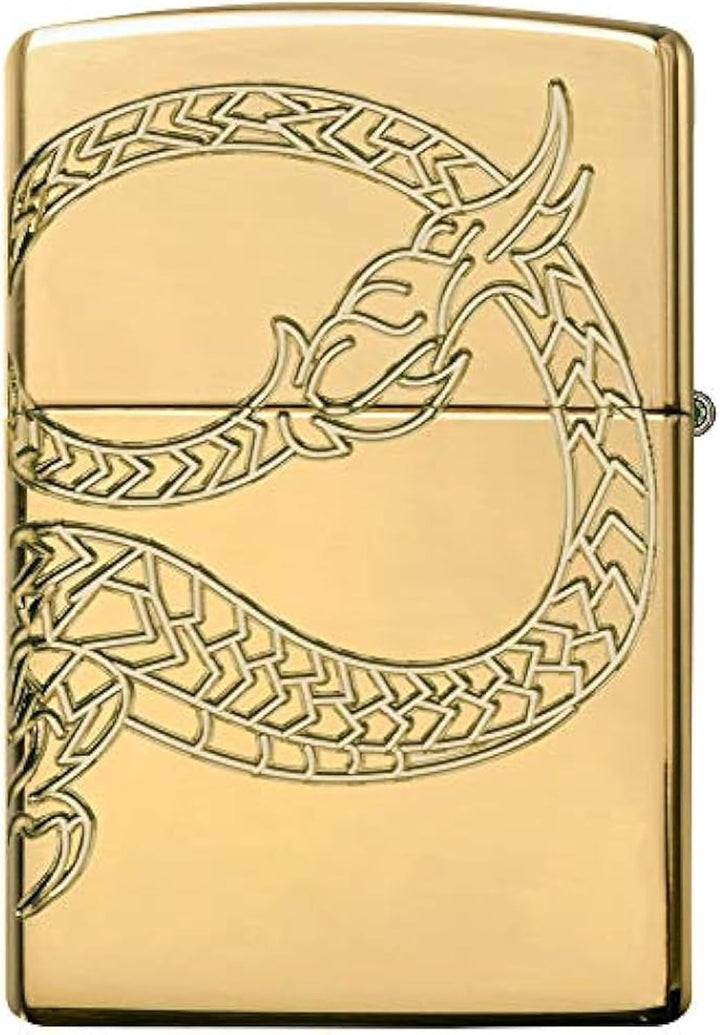 Zippo 60000685 Jim Beam Feuerzeug, Chrom, Armor High polish Gold Plate with Epoxy Inlay (Dragon Mult