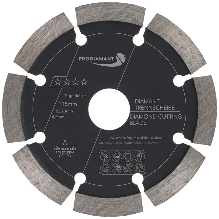 Fugenfräser ø 115 mm Breite 4,5mm für Mörtel Beton Mauerwerk und Putz 10mm Diamantsegment Profiquali