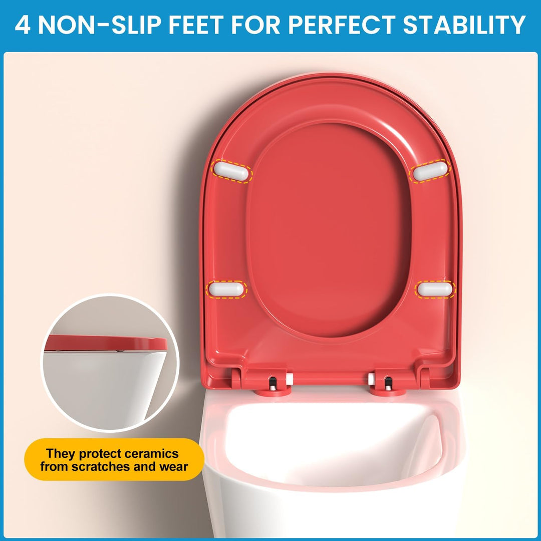 YEAUPE PRO Toilettendeckel mit Absenkautomatik D Form, WC-Sitz einfache Montage, Klodeckel abnehmbar