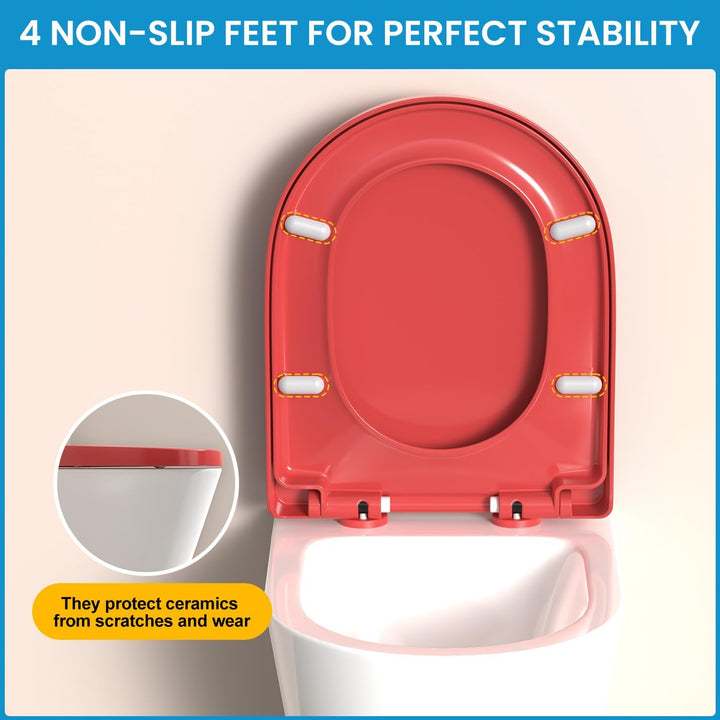 YEAUPE PRO Toilettendeckel mit Absenkautomatik D Form, WC-Sitz einfache Montage, Klodeckel abnehmbar