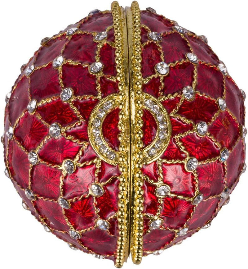 Danila-Souvenirs Fabergé-Stil Ei mit Basilius-Kathedrale 12 cm rot