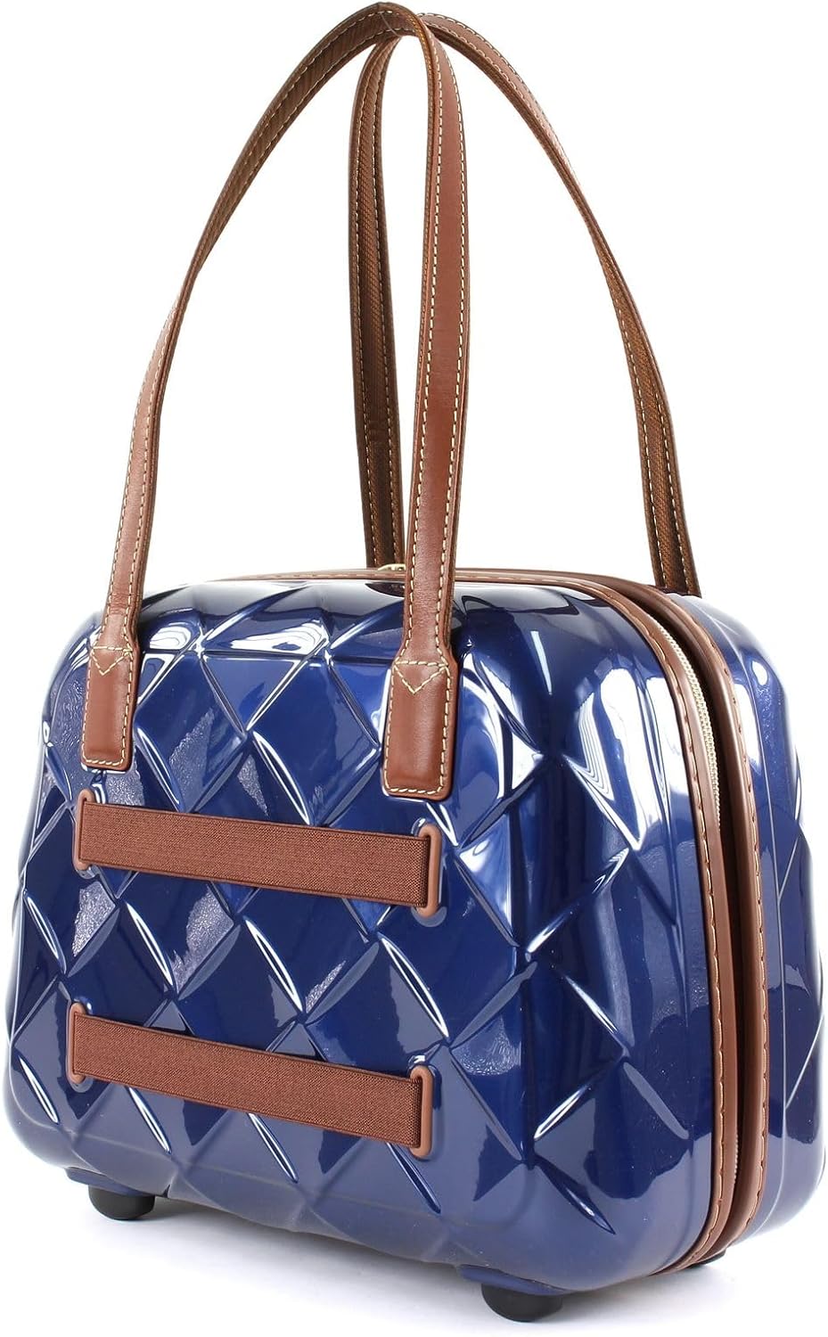 STRATIC Leather & More Hartschalen-Kosmetikkoffer Beautycase Handgepäck, Echtleder-Adressanhänger, T