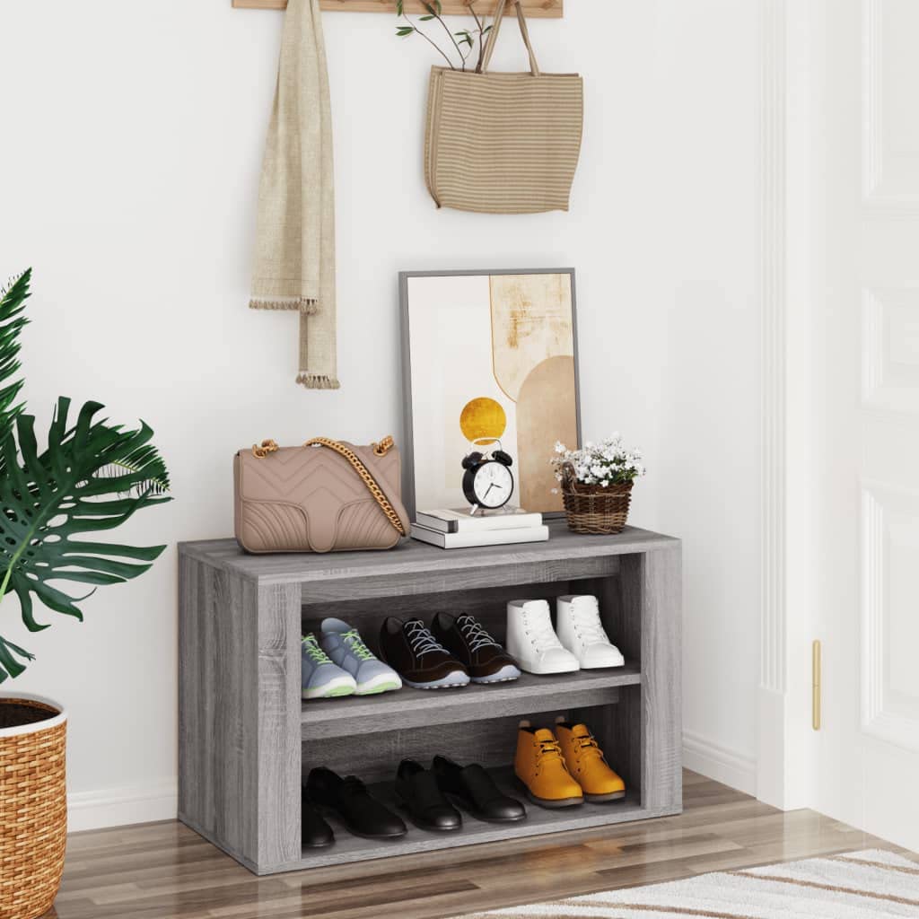 Schuhregal Grau Sonoma 75x35x45 cm Holzwerkstoff Schuhorganizer Schuhaufbewahrung Schuhschrank Holz